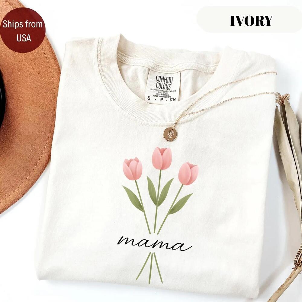 S Mama T-Shirt, Floral Mom Spring Shirt, Aesthetic Mom Tee